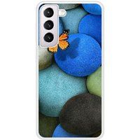 Samsung Galaxy S21 Papillon galet bleu Verstevigd hoesje met sublimatie bedrukking