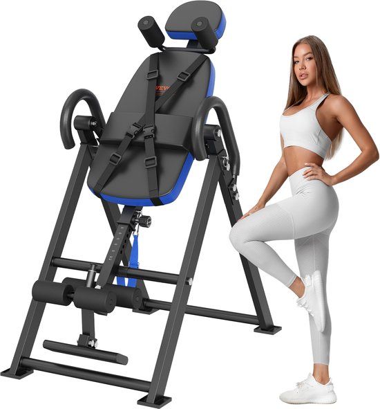 VEVOR Inversiebank Rugtrainer Inversietafel Rugstretcher Opvouwbaar Blauw