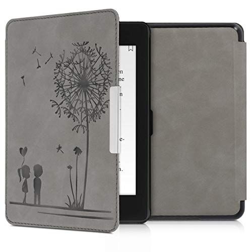 kwmobile hoes compatibel met Amazon Kindle Paperwhite (10. Gen - 2018) - Hoesje voor ereader in grijs - Paardenbloemen Liefde