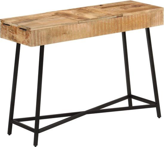 vidaXL Kaptafel 105x35x75 cm massief ruw mangohout en ijzer
