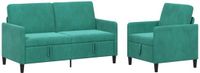 vidaXL Zitbank met opbergruimte, 2 zitplaatsen, turquoise, polyester