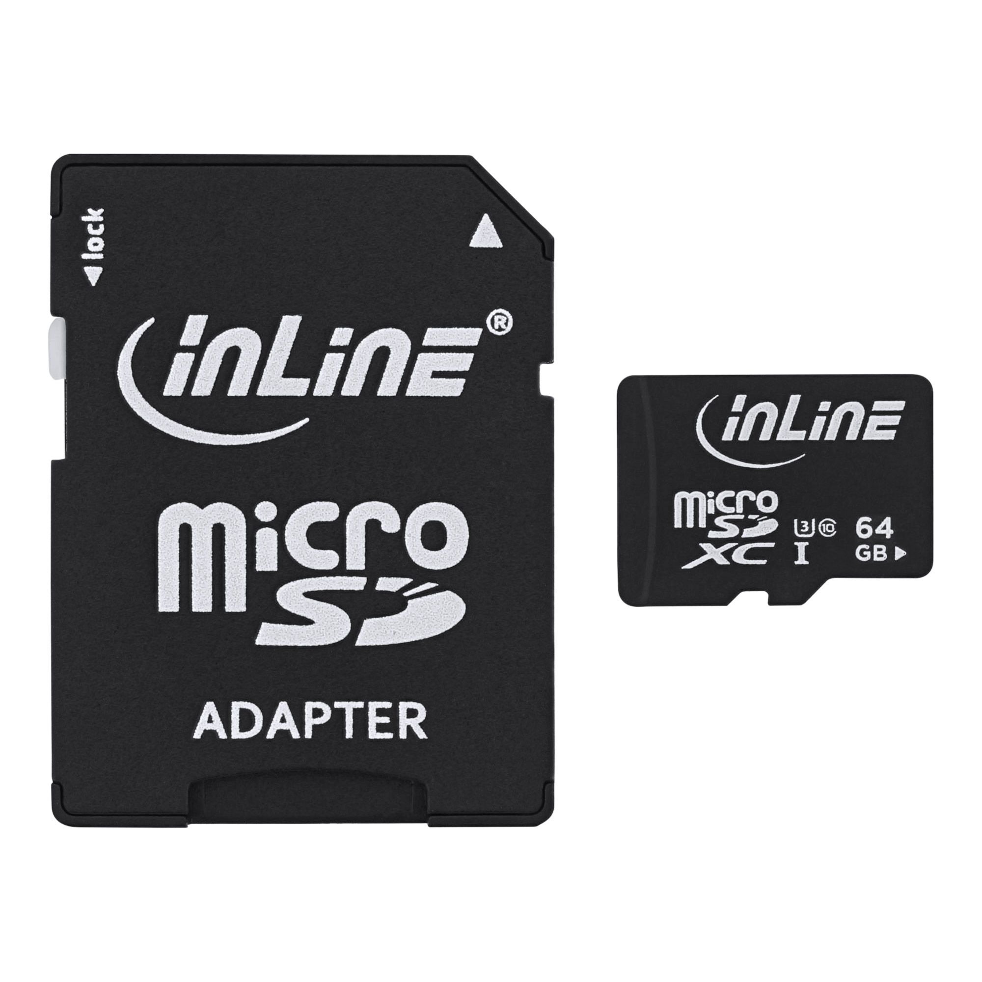Inline 64GB MicroSDXC Class 10 - 30MB/s + SD Adapter