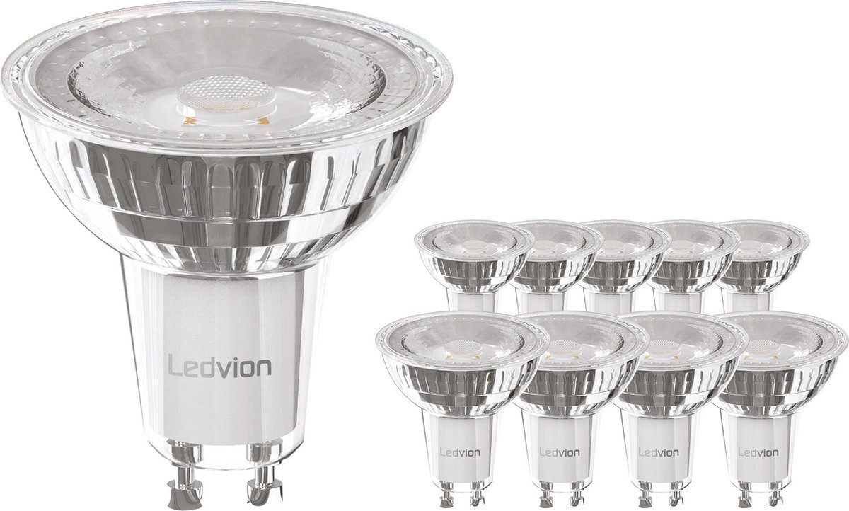 LEDVION 10x Dimbare GU10 LED Spots - 5W - 2700K - Voordeelpak