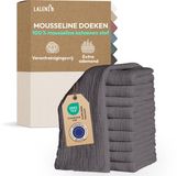 Laleni Hydrofiele Doeken - 100% Katoen - Mousseline - 70x70cm - Antraciet - Set van 10