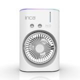 İnca IMF-10B Tafelventilator met waterkoeling en sproeinevel, USB-accu, draagbaar, stil, met 2400 mAh, 3 standen, 360 graden draaibaar, ledlicht, mini-luchtkoeler voor zomer, kantoor, outdoor