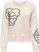 ONLY Onlpetra Ls Flower Emb O-Neck Cc Knt Dames Trui XS Ecru/Zwart
