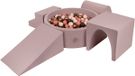KiddyMoon Speeltuin PPZP-OK30D-125 met ballen heide: bruin-koper-pastel-beige-blond zwembad 300/club L/groef/tunnel/trap