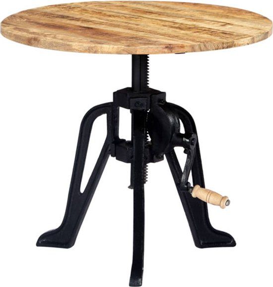 vidaXL Bijzettafel 60x(46-63) cm massief mangohout en gietijzer