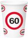 Folat Bv 24x stuks drinkbekers van papier in 60 jaar verjaardag print van 350 ml - Stopbord/verkeersbord thema