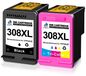 Solidchoice - 308XL Cartouches d'encre Remplacement pour HP 308 Noir et Couleur