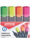 OFFICE PRODUCTS Markeerstiften Oplichtend 4-pack Kleur: Geel, Oranje, Roze, Groen/Highlighter Textliner De niet-giftige inkt, wigvormige punt lichtgevende kleuren Hoge kwaliteit/lijndikte 1-5mm