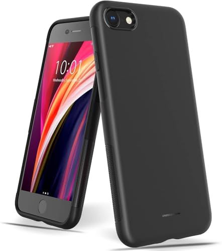 UNBREAKcable Hoesje compatibel met iPhone SE 2020/2022, iPhone 8/7 - zachte matte TPU stijlvolle hoes voor 4,7 inch iPhone SE 2022/2020/8/7 [valbescherming, antislip] - mat zwart