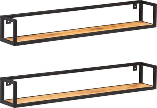vidaXL Wandschappen - 2 stuks - 120 cm - Massief Acaciahout - Bruin