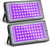 OEM GELLDG 2 stuks 50W Spotlight - Zwart licht - 385-400nm - UV-harsuithardingslamp - Waterdicht - LED Zwart licht - Geschikt voor festivals en glowparty's