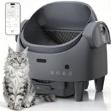 Garvee Zelfreinigende kattenbak, groot, 13 liter, met open design en veiligheidssensoren, app-besturing en automatische modus, voor huishoudens met meerdere katten, koudgrijs