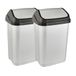 keeeper Vuilnisemmer swantje met tuimeldeksel, 25 l, 33,5 x 25,5 x 53,5 cm, lichtzilver, 2 stuks