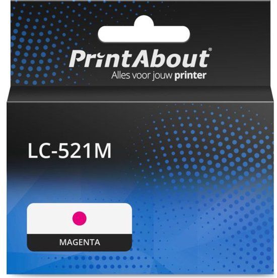 PrintAbout Huismerk Inktcartridge LC-521M Magenta geschikt voor Brother