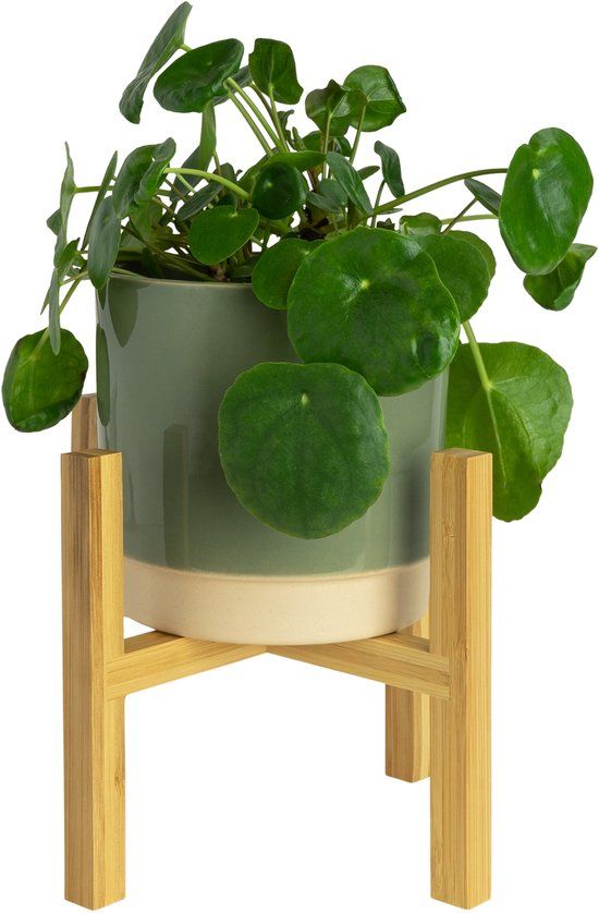 QUVIO Plantenstandaard - Bamboe - Lichtbruin
