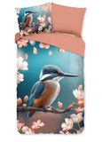 Good Morning dekbedovertrek ijsvogel met bloemen - 1 persoons 140x200/220 cm - Multi - 100% Katoen renforcé