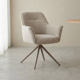 LABEL51 Kimora Chaise de salle à manger - Naturel - Tissu Royal - Métal Taupe