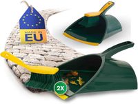 Novaliv 2x Jumbo Klauwenset 2-delige Set Plastic Groen Geel Gebogen Borstels Veegset Stofblik Handbezem