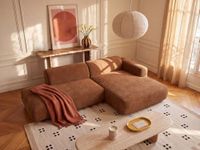 Vente-unique Modulaire zitbank met open Hoek rechts in fijn ribfluweel Terracotta van Maison Céphy POGNI