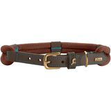 HUNTER Malia Hondenhalsband, chocoladebruin/donkerbruin, van zacht touw en robuust leer, maat 45