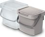 Keden GFT aanrecht afvalbakjes set - 2x - beige/transparant - 3L