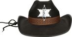 Fiestas Guirca Zwarte cowboyhoed met sheriff badge voor volwassenen