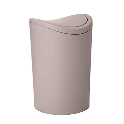 tatay Badkamer-afvalemmer met deksel, inhoud 6 l, van polypropyleen, BPA-vrij, taupe, afmetingen 19 x 19 x 28 cm