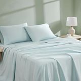 Linen Closet Aqua King lakens 4-delige set van biologisch katoen