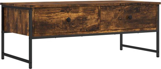 vidaXL Salontafel - Bewerkt Hout - Gerookt Eikenkleurig - 101x49x39,5 cm