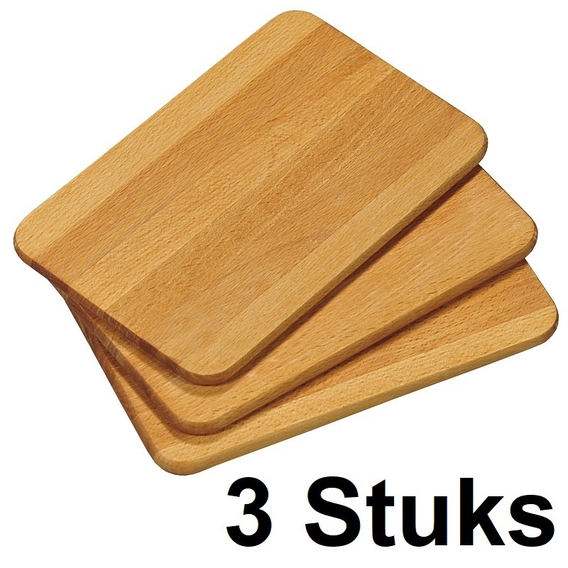 KESPER 3 STUKS FSC® Beuken Houten Ontbijtborden / Snijplanken SET | Ontbijtplankje / Serveerplank | Snij Planken Set | Afm. 23 x 15 x 1 Cm. | SET van 3 STUKS