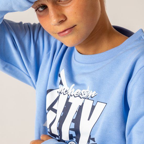 Official Fanwear Manchester City Sweater Kinderen Maat 164 Lichtblauw Katoen
