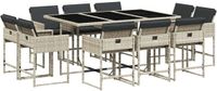 vidaXL 11-delige Tuinset met kussens poly rattan lichtgrijs