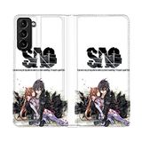 Beschermhoes Samsung Galaxy S21 Plus Beschermhoes van leer, Manga SAO Sword Art Online wit