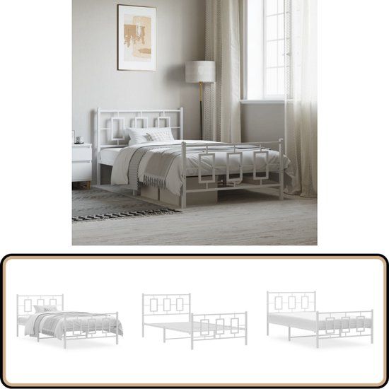 vidaXL Bedframe Metaal Wit 107x203 cm