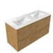 Saniclass Badkamermeubelset - 120x45x62cm - Vygo keramische wastafel wit - 2 wasbakken - 2 kraangaten - 4 lades - mat eiken natural