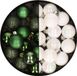 Kaemingk B.V. 28x stuks petites boules de Noël en plastique vert foncé et blanc nacré 3 cm - Décoration de sapin de Noël
