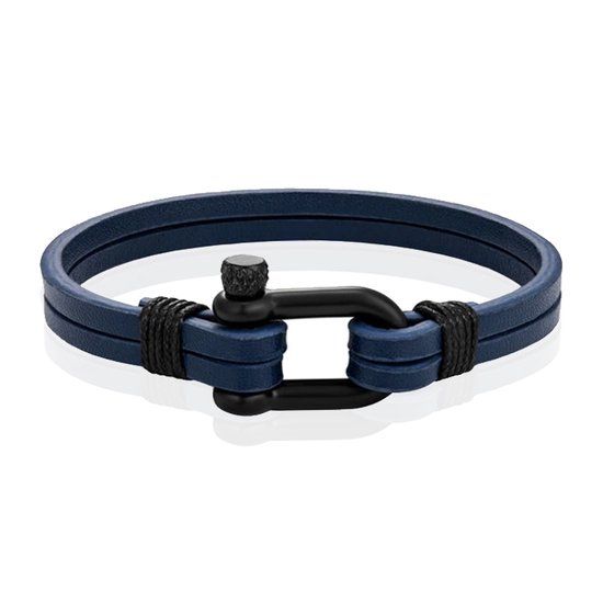 Mendes Dubbele Lederen Band - D-Shackle Royal-19cm