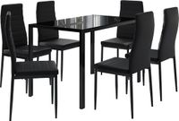 Vicco Grand Eettafel set – 120 x 75 cm Set van 6 Zwart
