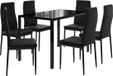 Vicco Grand Eettafel set – 120 x 75 cm Set van 6 Zwart