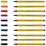 LEVIATAN Fineliner Viltstift, fijne punt, 10 stuks, viltstift, geschikt voor dagelijks gebruik, super fijne lijn, breedte ca. 0,4 mm, meerkleurig