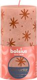 Bolsius Stompkaars Rustiek Print Creamy Caramel - 19 cm / ø 7 cm