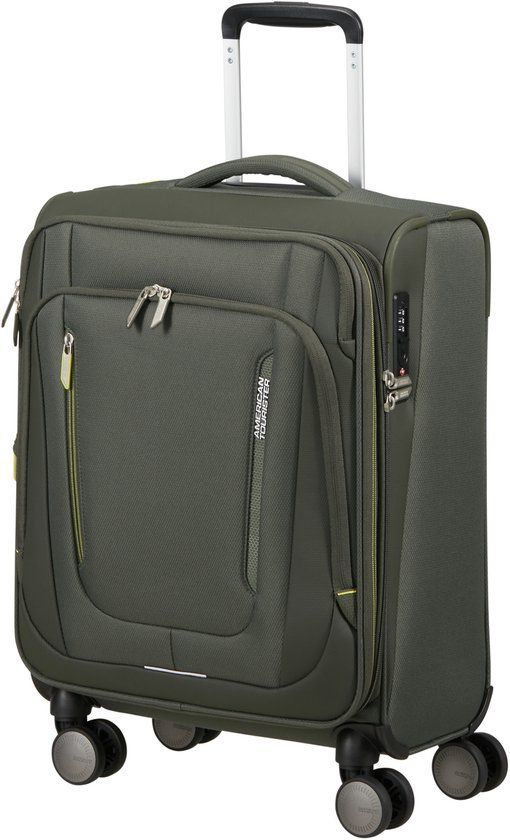 American Tourister Koffer - Wanderlite handbagage 4 wielen (spinner) 55x40x23cm uitbreidbaar- Tsa slot - Dark khaki - 49 l