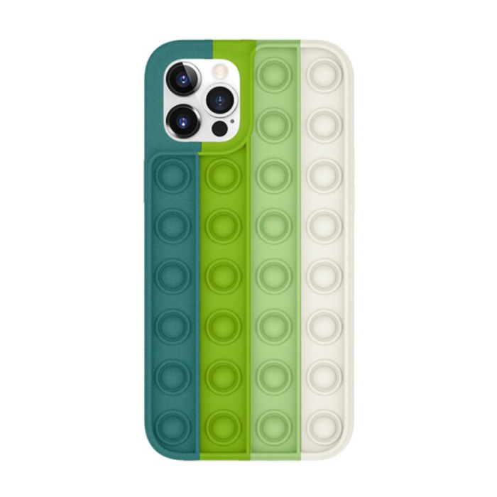 Lewinsky Lewinsky iPhone 12 Mini Pop It Hoesje - Silicone Bubble Toy Case Anti Stress Cover Groen