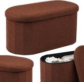 Merkloos Relaxdays Zitbank met opbergruimte - 38x76x38 cm - teddy - donkerbruin