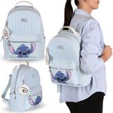 sarcia.eu DISNEY Stitch rugzak van imitatieleer voor dames en jongeren, blauw gestreept, 24x10x34cm