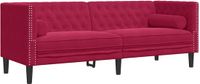 vidaXL Driezitsbank Chesterfield-stijl met bolsters fluweel wijnrood