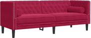 vidaXL Driezitsbank Chesterfield-stijl met bolsters fluweel wijnrood